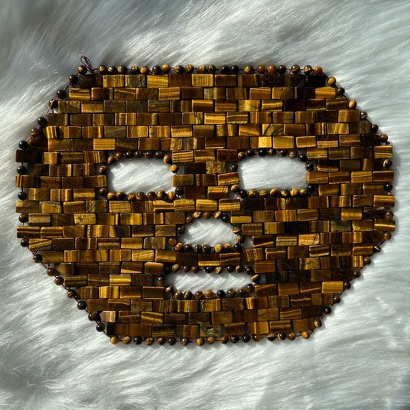 Natural Tigers Eye Beaded Face Mask Crystal/Gemstone